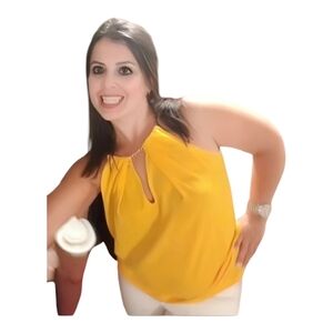 MICHAEL Michael Kors Yellow 🟡 Low Cut Chain Blouse